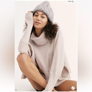 Rare Free People FP One Carter Thermal Waffle Knit Turtleneck Sweater XS E29